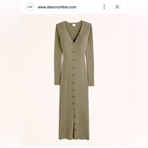 Abercrombie army green button down sweater dress, size M